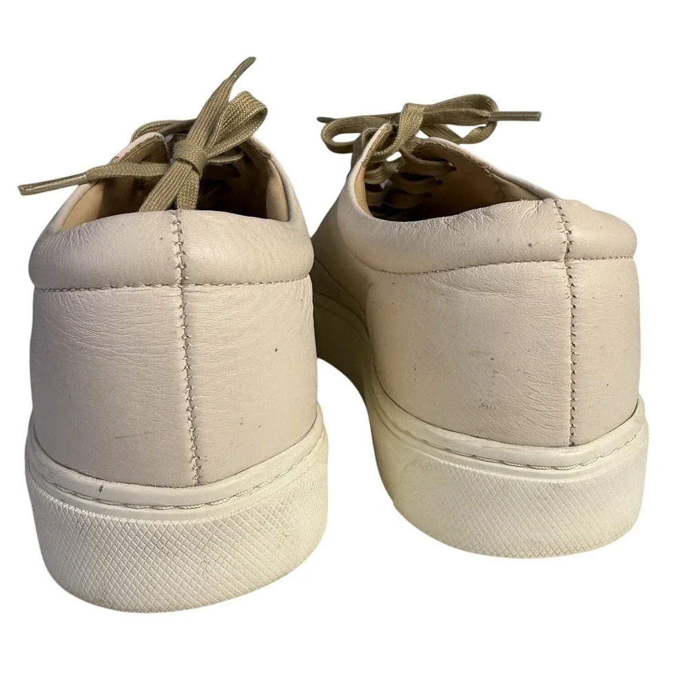 Nisolo Anthropologie Sneakers Everyday Ivory‎ Bone Lace Up Leather Womens Sz 8